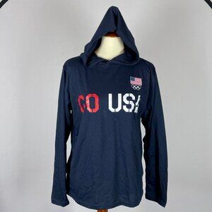 NWOT Y2K Go USA Olympics American Flag Long Sleeve T Shirt Hoodie Sz L